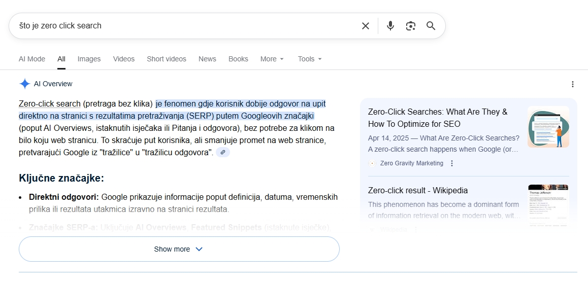 Što je zero click search